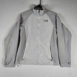 The North Face Womens S Gray Full Zip Fleece Jacket Lightweight Warm